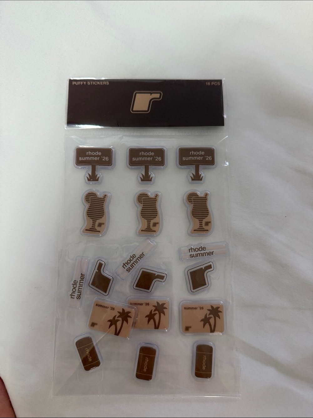 RHODE Brown and Cream 'Rhode Summer' Puffy Sticker Pack - 18pc